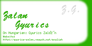 zalan gyurics business card